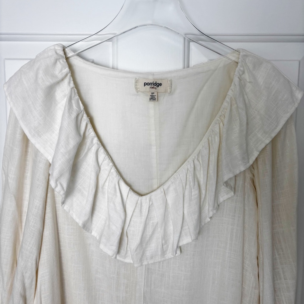 Anthropologie Porridge Ivory Ruffle Long Sleeve Dress - Picture 5 of 13